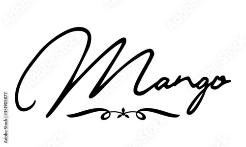 Mango Cursive Calligraphy Black Color Text On White Background