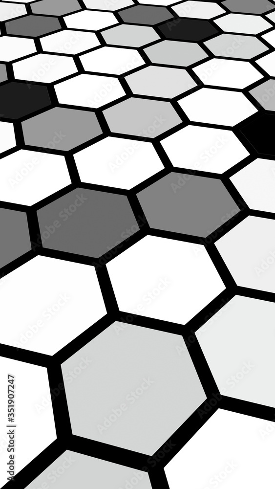 Honeycomb gray colored. Perspective view on polygon look like honeycomb. Isometric geometry. 3D illustration Honeycomb gray colored. Perspective view on polygon look like honeycomb. Isometric geometry. 3D illustration