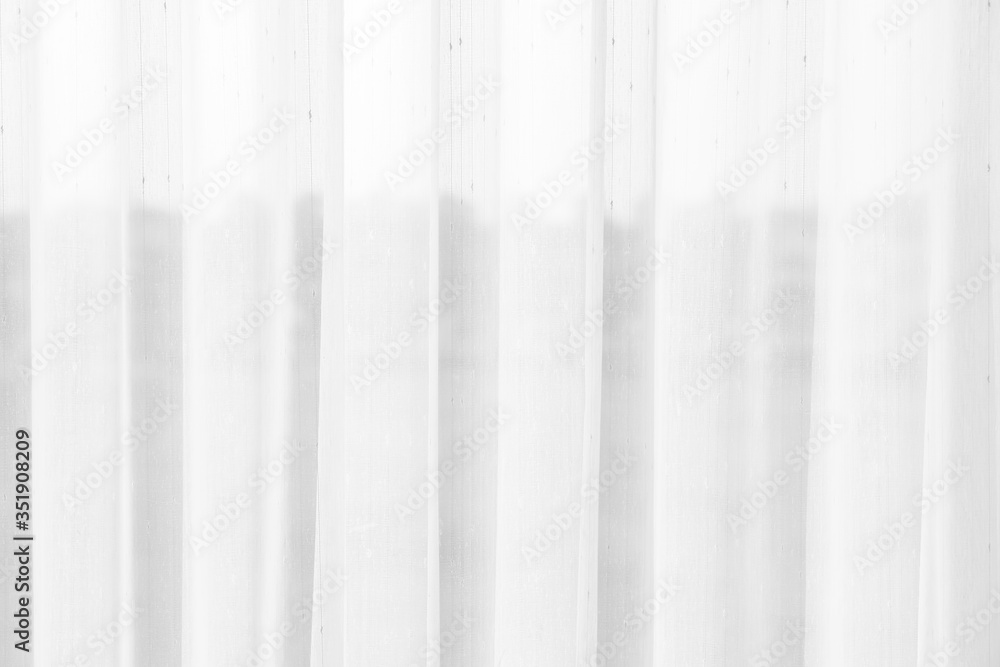 Obraz premium airy or thin and transparent white curtain with texture for see through and soft light on window and close in the room for virgin home or hotel interior decor and bright architecture background