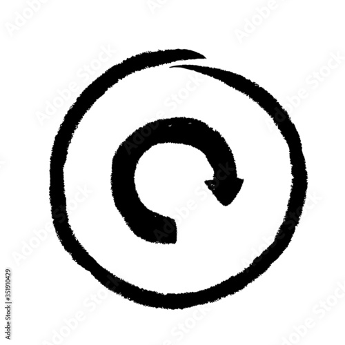 Refersh icon. Hand drawn and brush style in black and white. vector illustration for web site or mobile app