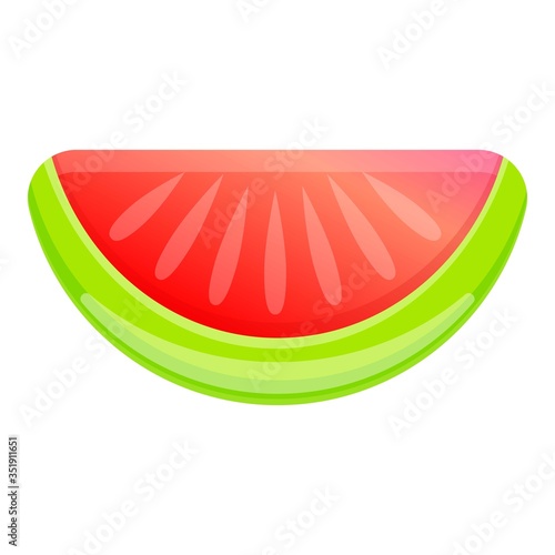 Watermelon slice inflatable mattress icon. Cartoon of watermelon slice inflatable mattress vector icon for web design isolated on white background