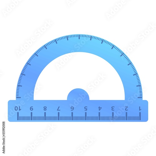 Plastic protractor icon. Cartoon of plastic protractor vector icon for web design isolated on white background