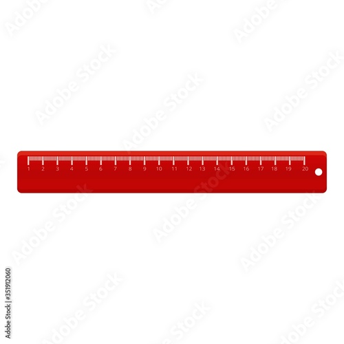 Red ruler icon. Cartoon of red ruler vector icon for web design isolated on white background
