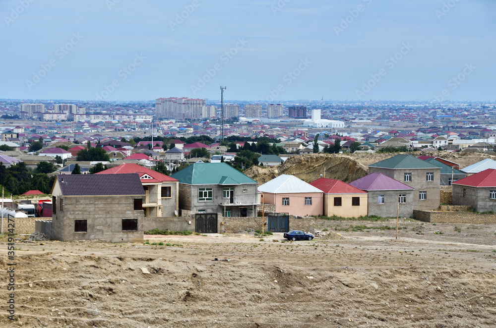 In the outskirts of Baku in the area of the hillside of Yanar Dag (Azerbaijani Anar from burning, Dag mountain)