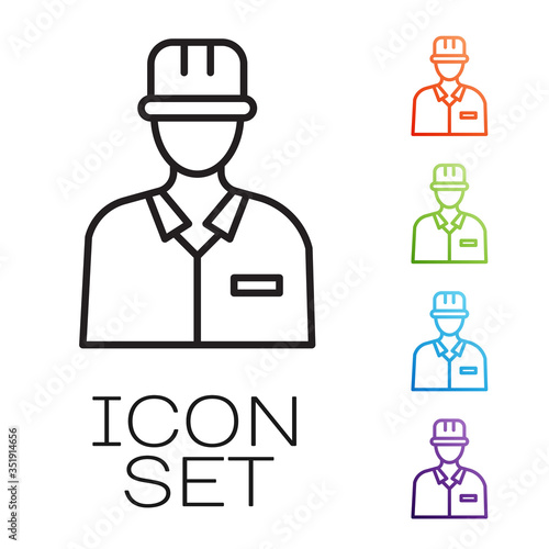 Black line Oilman icon isolated on white background. Set icons colorful. Vector