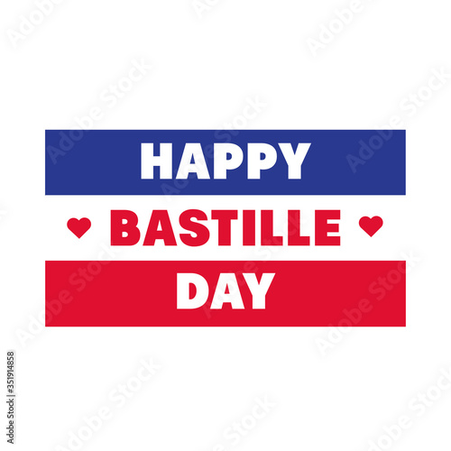 bastille day lettering with flag hand draw style