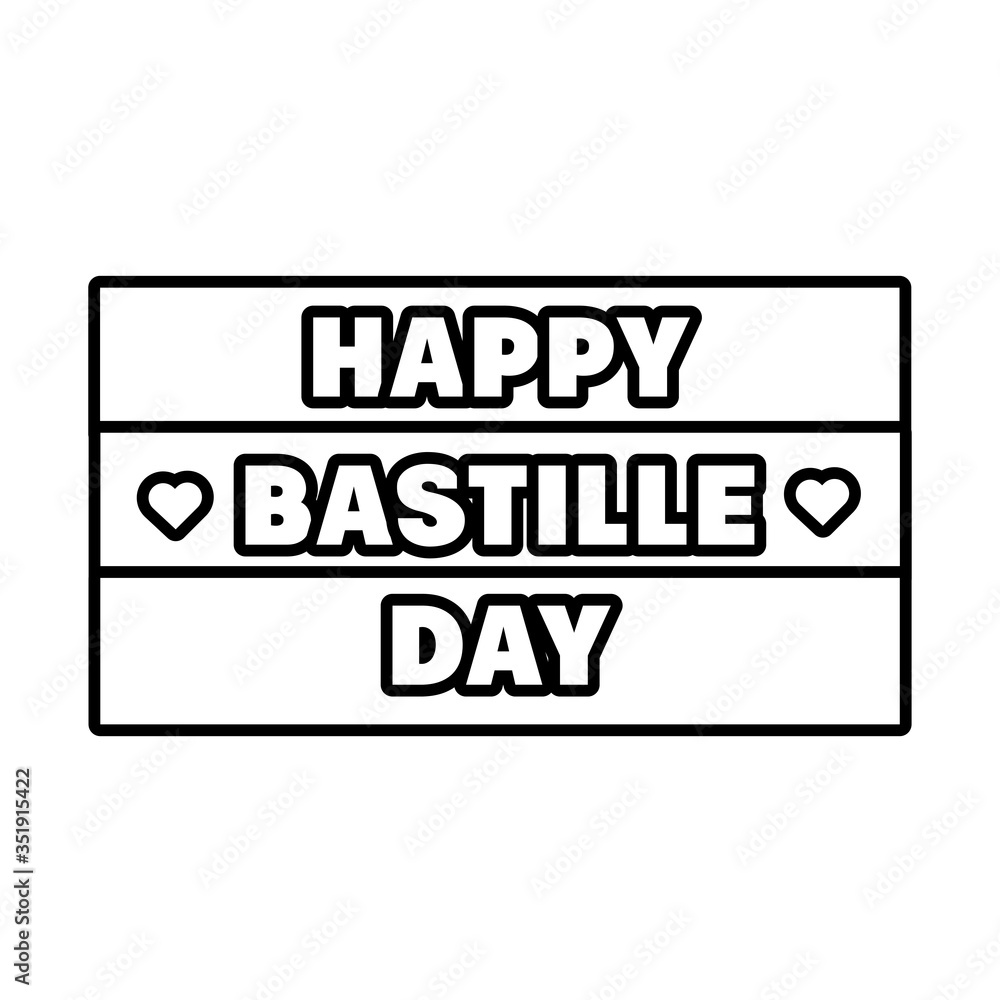 bastille day lettering with flag line style