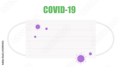 コロナウイルスとマスクのベクターイラスト