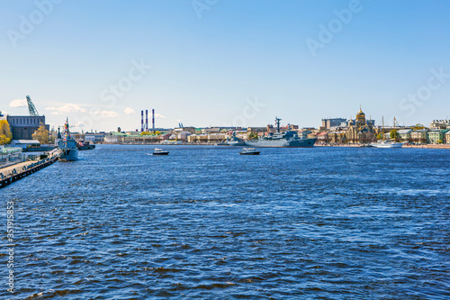 ST. PETERSBURG, RUSSIA - MAY 9, 2020: Photo of Warships at the celebration of Victory Day. Basic minesweeper 