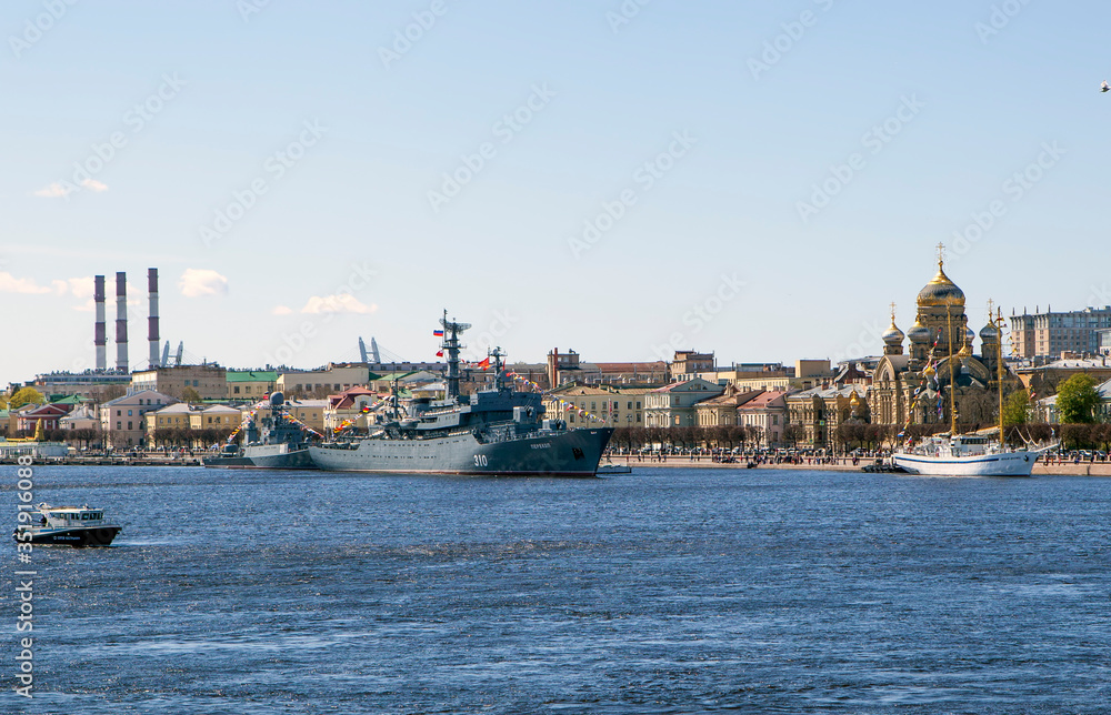 Warships on Victory Day - May 9, 2020. Training ship 