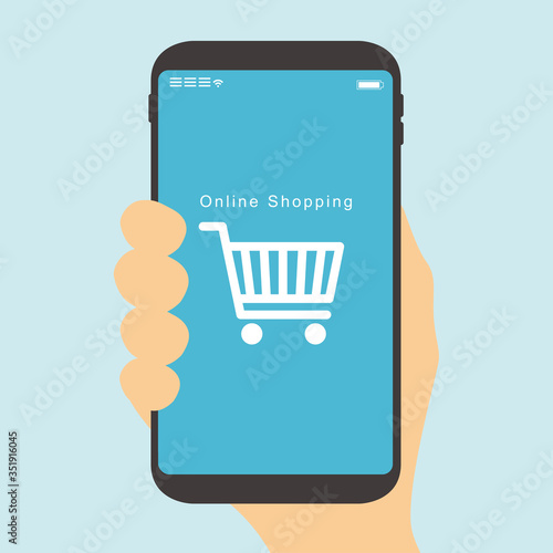 Payment with smartphone icon illustration