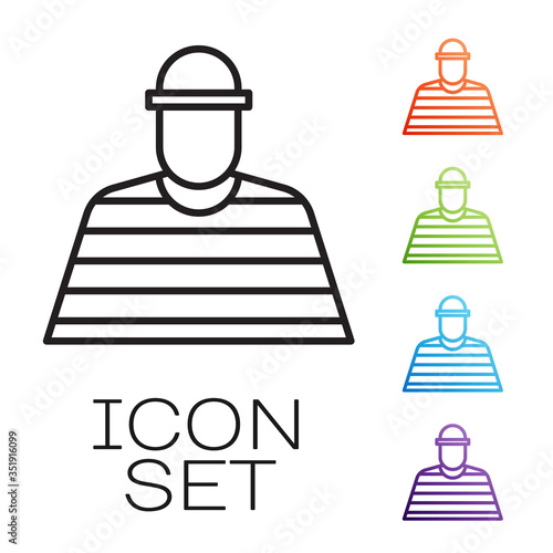 Black line Prisoner icon isolated on white background. Set icons colorful. Vector