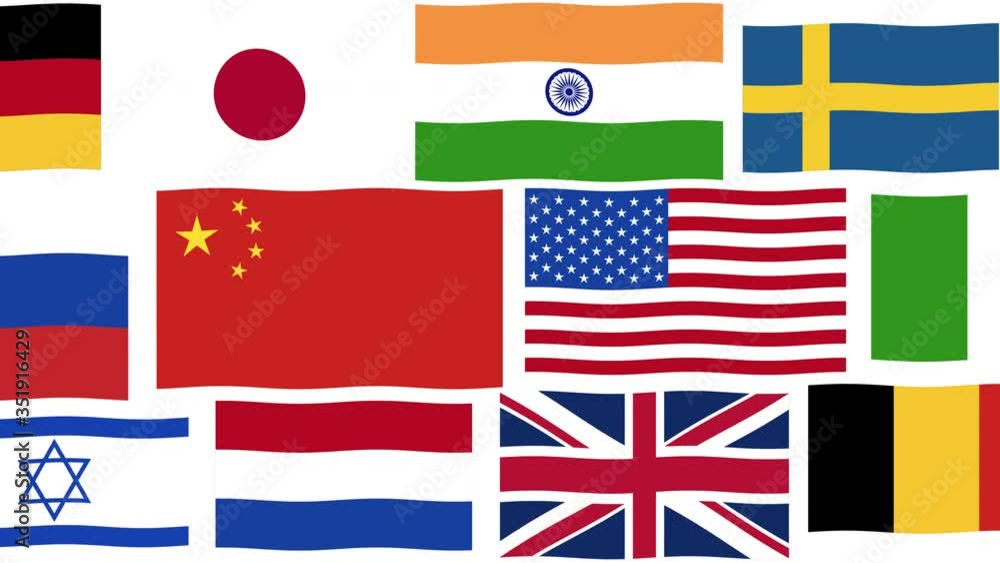 Vídeo do Stock Graphic animation National Flags of the world's 26