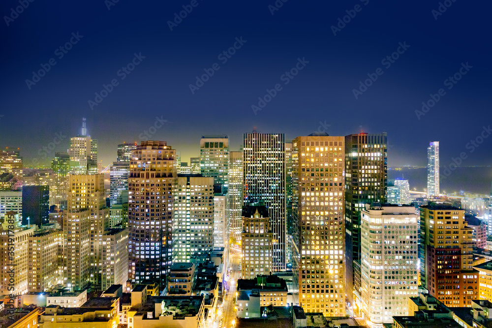 aerial of San Francisco by night aerial of San Francisco by night