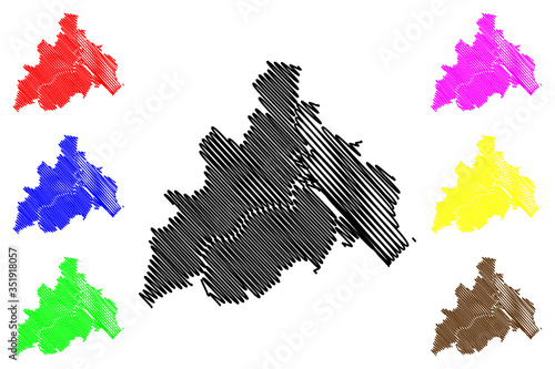 Banja Luka City (Bosnia and Herzegovina, Bosnia–Herzegovina, Republika Srpska) map vector illustration, scribble sketch City of Banjaluka map