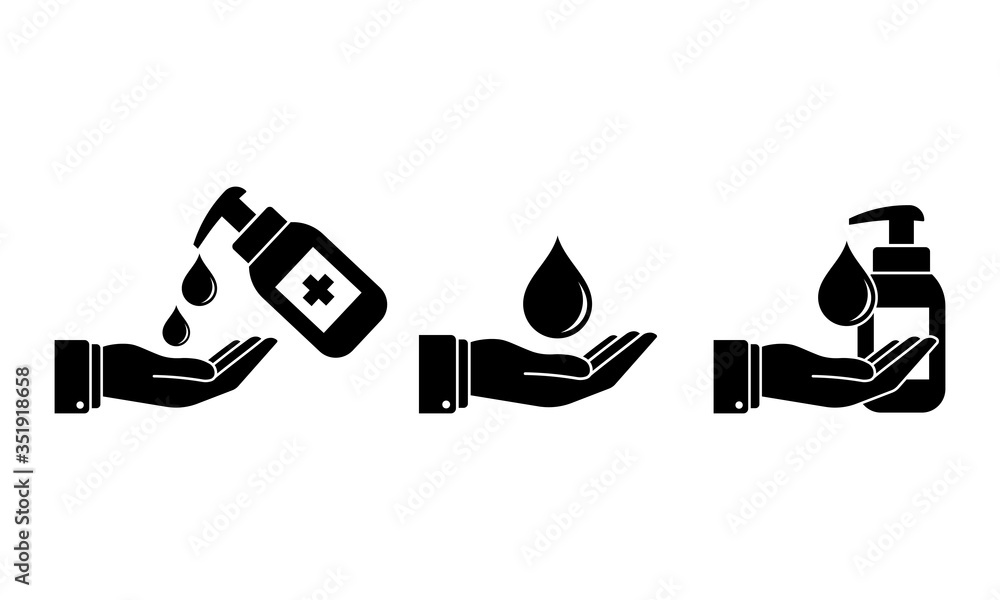 Hand sanitizer icon set isolated on white background. EPS 10 vector. Hand sanitizer icon set isolated on white background. EPS 10 vector.