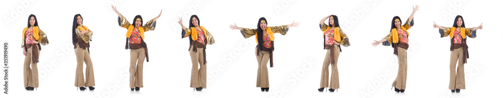 Girl in colourful latino dress isolated on white Girl in colourful latino dress isolated on white