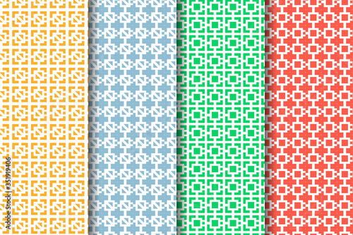Set of Vector seamless pattern. Modern stylish texture. Repeating geometric tiles with bold squares. the colors are red, green, blue and gold. combined with white background.