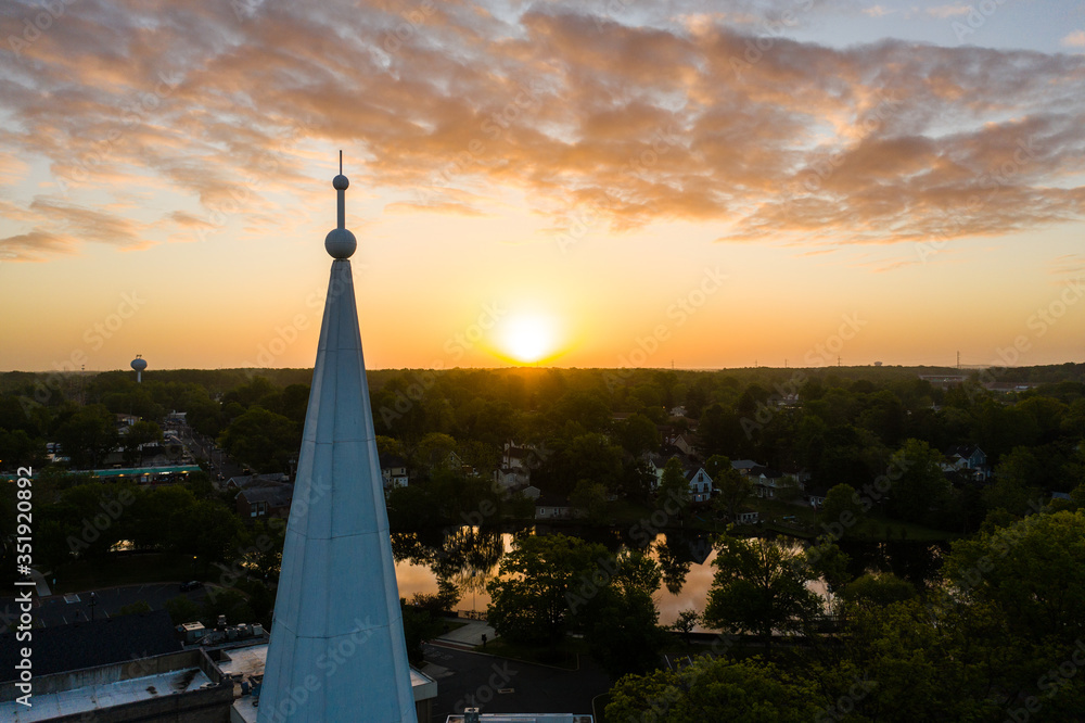 Aerial Drone Sunrise of Hightstown New Jersey 