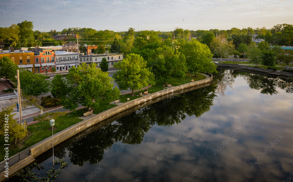 Obraz premium Aerial Drone Sunrise of Hightstown New Jersey 