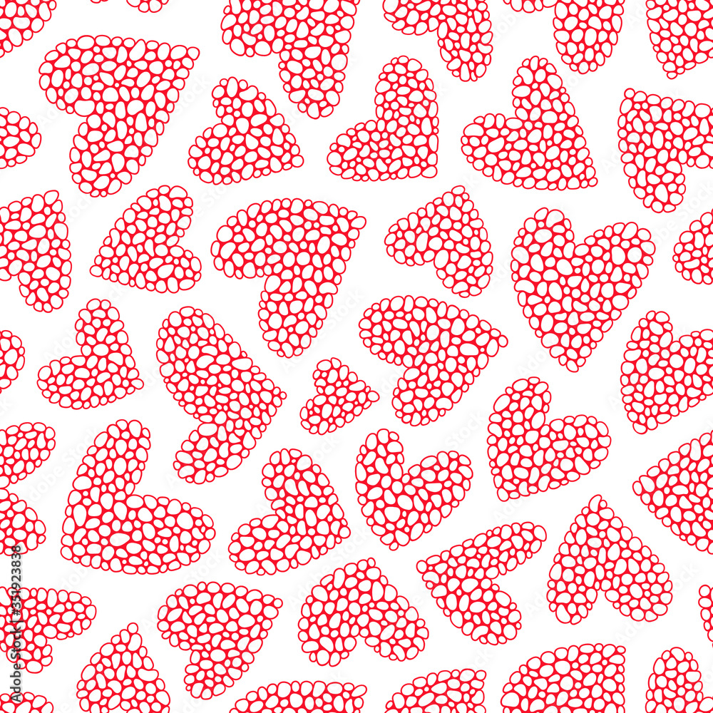 Red hearts seamless pattern. Red hearts seamless pattern.