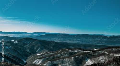 Mountain blue sky winter time