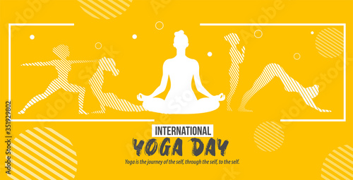 illustration of woman for 21 june-international yoga day web banner EPS10 vector.