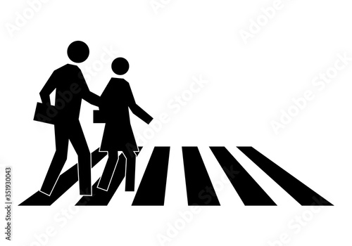 Icono negro de personas cruzando un paso de cebra.