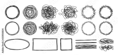 Tangled grungy scribbles isolated on white background
