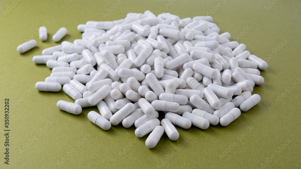 Close-up on a pile of medicine to cure himself Close-up on a pile of medicine to cure himself