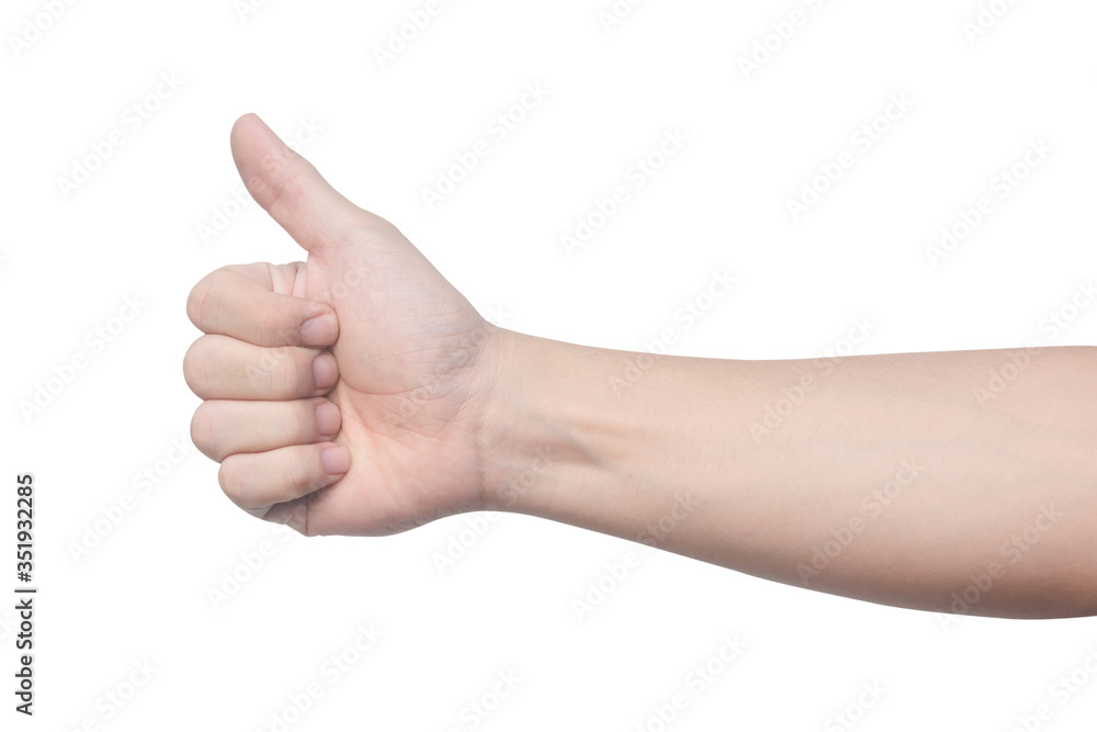 Man hand showing five count isolated on white background with clipping path.