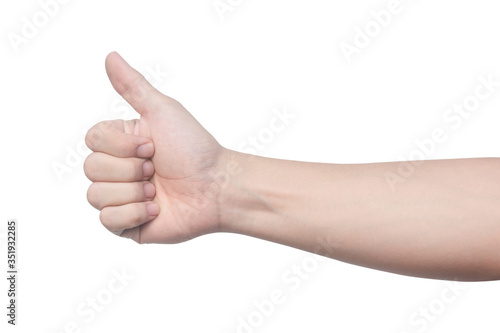 Man hand showing five count isolated on white background with clipping path. © Achira22