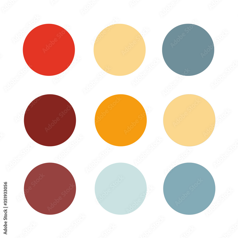 a retro-style color palette for use in illustrations. Vector