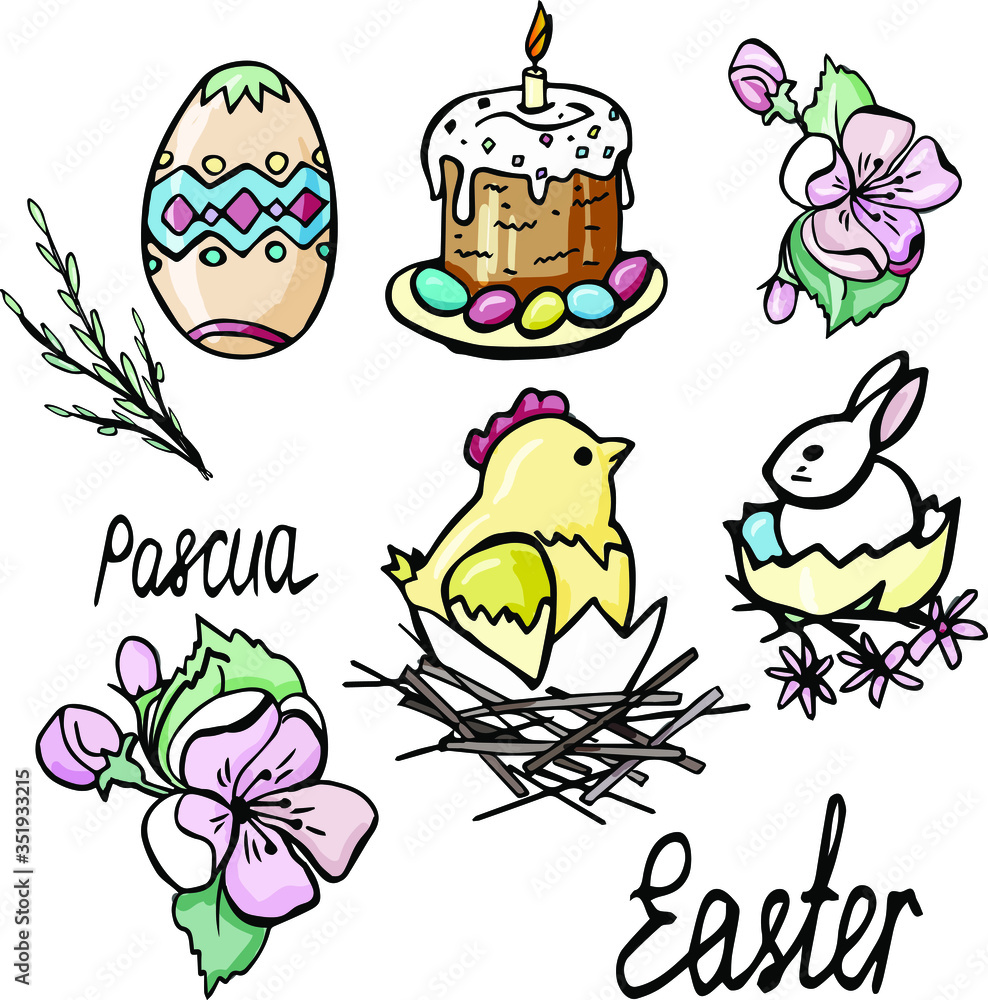 Naklejka premium set of easter elements
