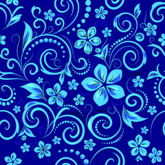 Acrylglasbilder Dunkelblaue Muster Zartes Blumenmuster Romantischer Vintage Stil  © Fridman