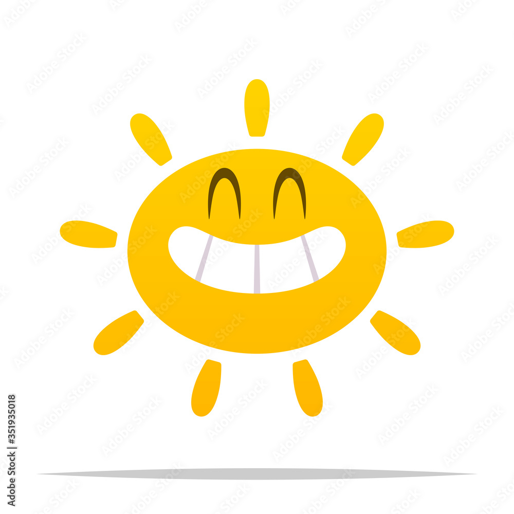 Fototapeta premium Cartoon sun smiling vector isolated illustration