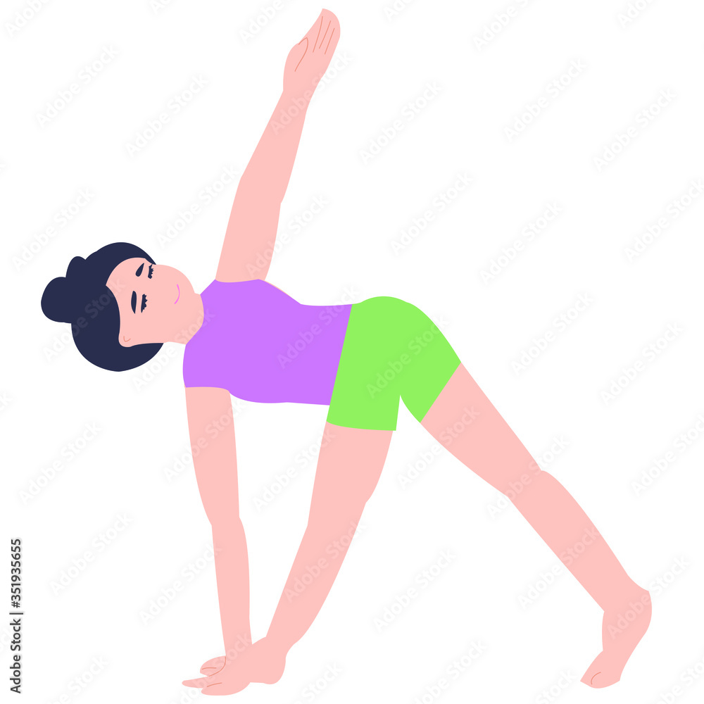 asana in yoga. balance and stretching. doing yoga alone. harmony