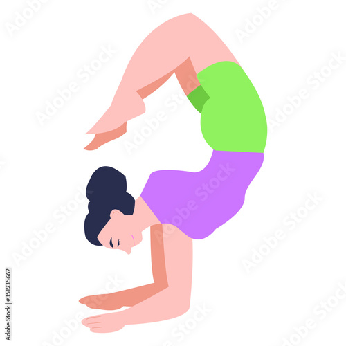 balancing in yoga pose. individual yoga classes. girl leads an active lifestyle