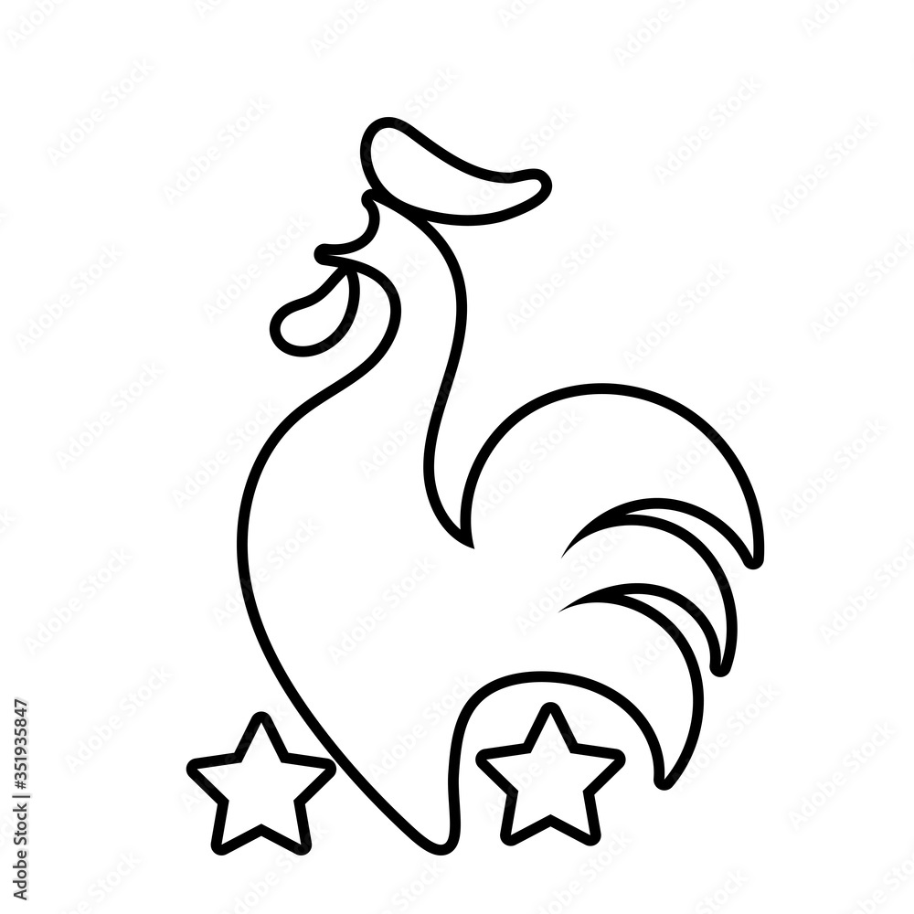 Fototapeta premium rooster farm bird line style icon