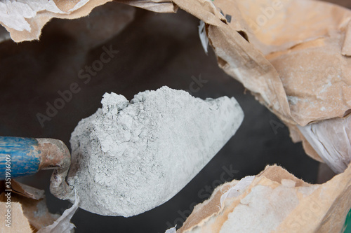 Cement powder with trowel put in bag package