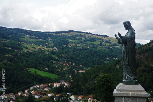 Huge statue of Jesus blessing the village La Bresse