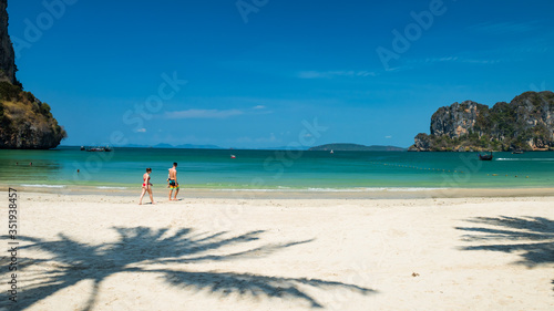 Fototapeta Naklejka Na Ścianę i Meble -  People vacation at Railay Beach, Krabi