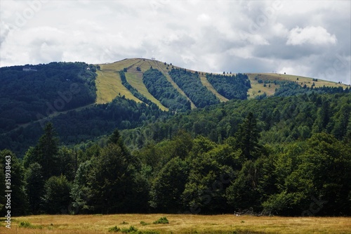 Even in summer you can see the ski lifts and slopes at Le Markstein mountain in the Vosges
