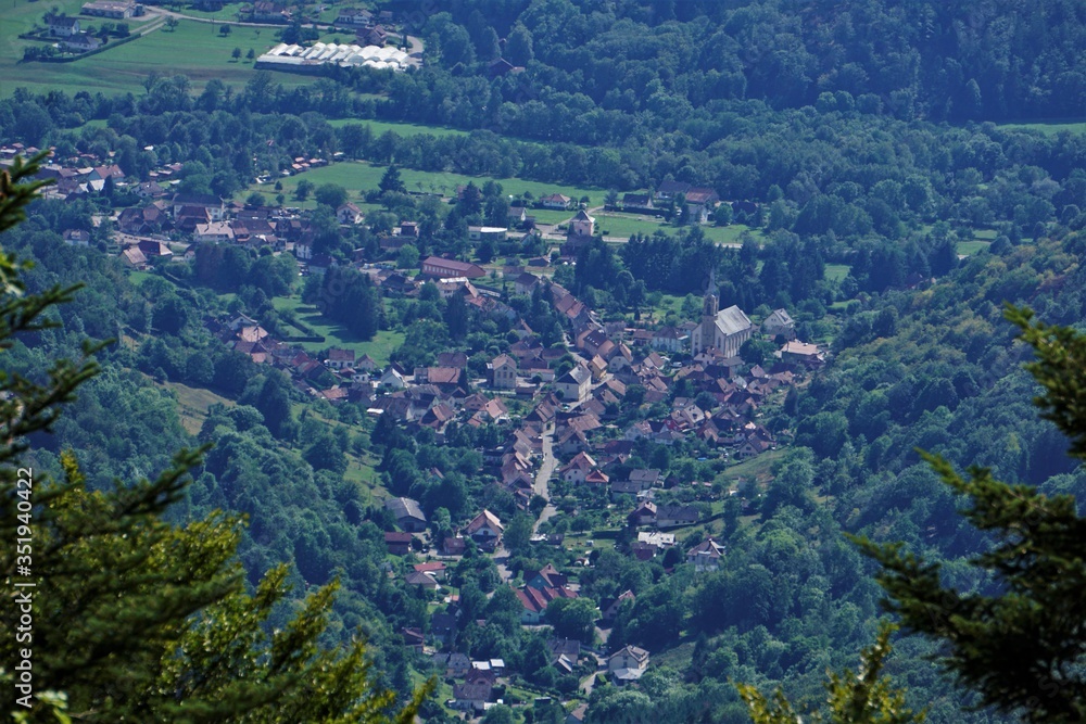 View on the village of Oderen from the Trehkopf viewpoint in the Vosges