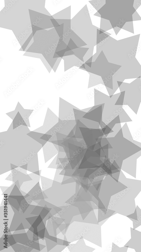 Obraz premium Gray translucent stars on a white background. Vertical image orientation. 3D illustration