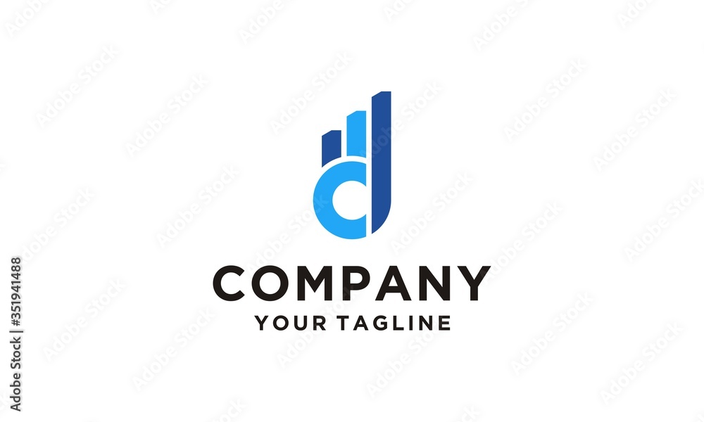 Simple Initial d with business logo design