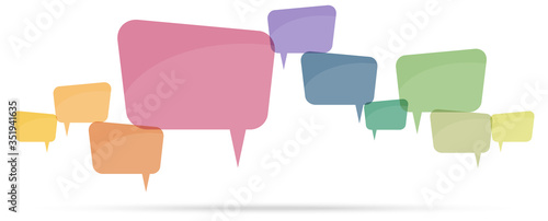 colored speech bubbles in a row
