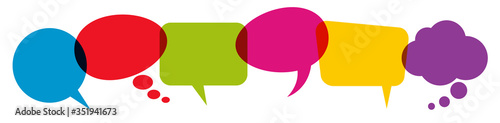 colored speech bubbles in a row