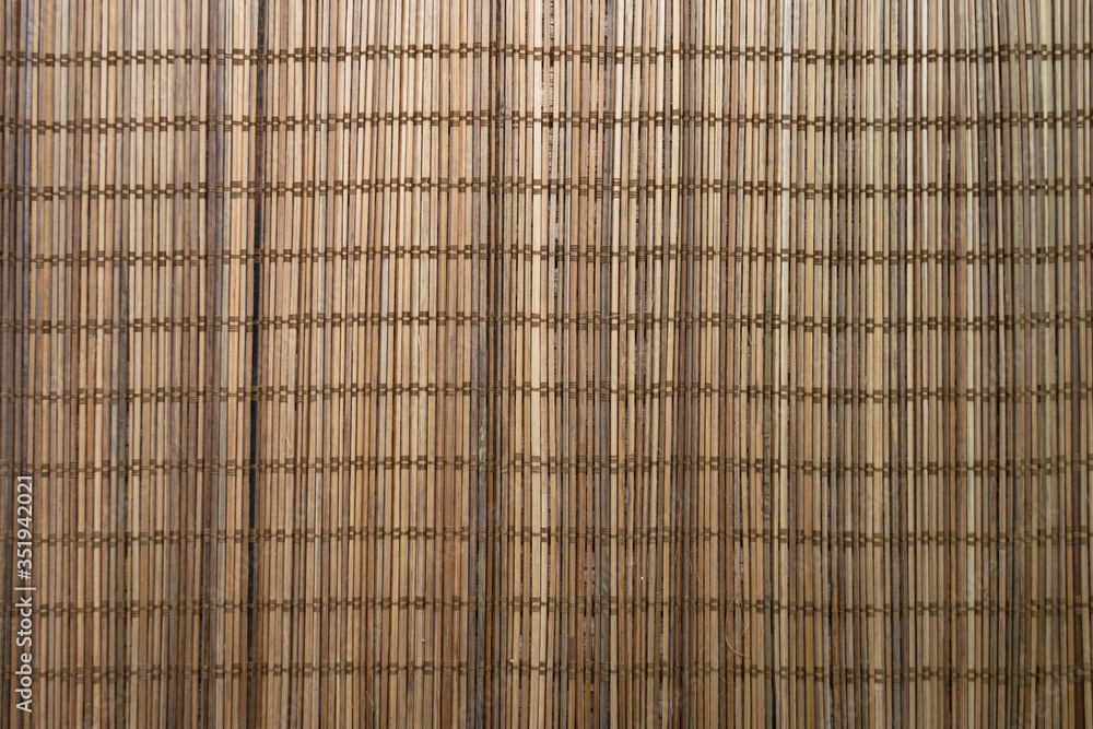 Brown bamboo mat, striped wicker. Natural wicker pattern for background. Brown bamboo mat, striped wicker. Natural wicker pattern for background.