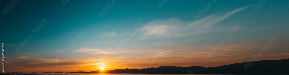 Panoramic sunset sky full of clouds Panoramic sunset sky full of clouds